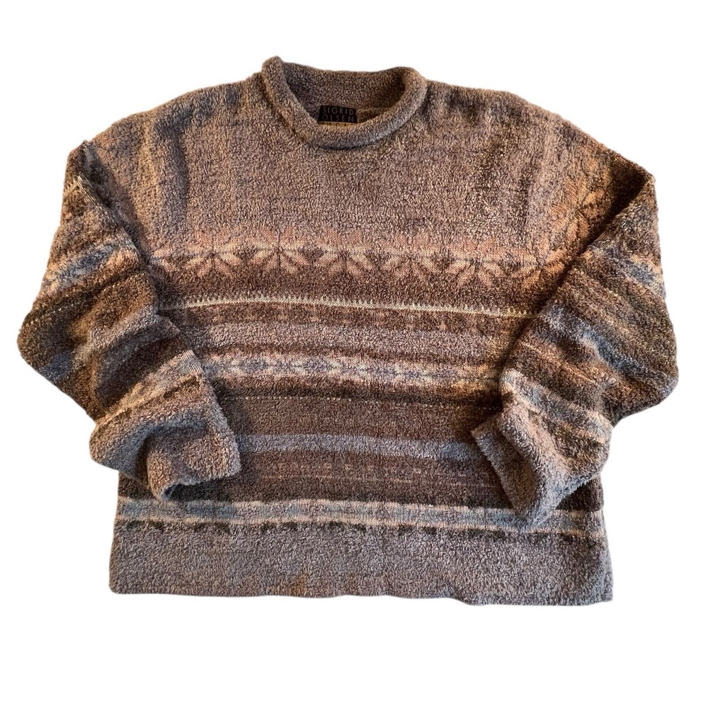 Sigrid Olsen Sport Hand Knitted Pullover Sweater Holiday Women's Large Rabbit